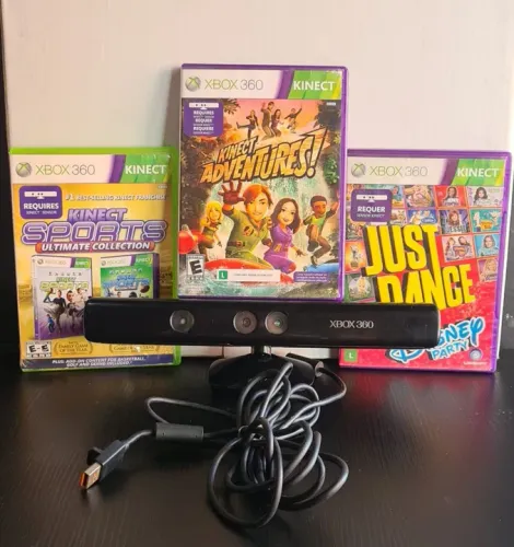 KINECT P/ XBOX 360 + 3 JOGOS DE BRINDE (SEMI-NOVO) C/ GARANTIA _ SOMOS LOJA EM CAXIAS
