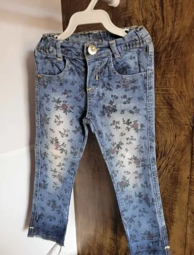 Calça Jeans infantil Algodão  Floral