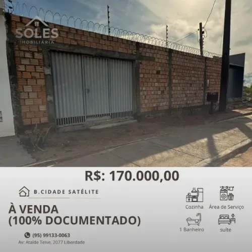 Imóvel à Venda- 1 Suíte, escritura Pública e Terreno 12x30 na Rua da UNIP