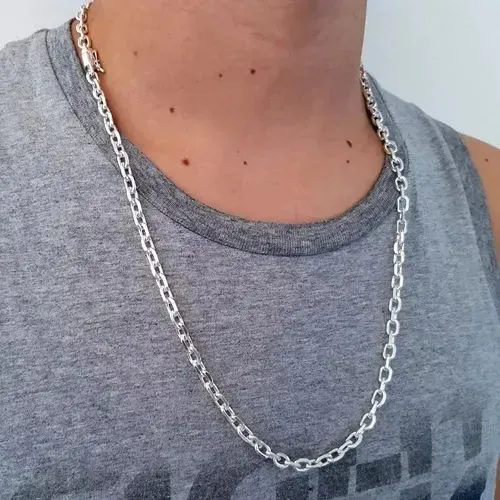 Corrente Prata 925 Maciça Cadeado Italiana 6MM - 80CM