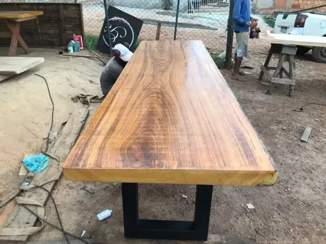 mesa de madeira angelim pedra - entrega grátis df*