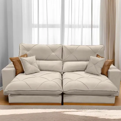 Sofá Retrátil e Reclinável Aquiles 2.10m - Entrega Rápida 