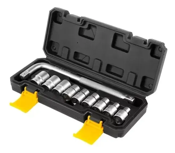 Jogo de Soquetes Estriados, Encaixe 1/2", 8 mm a 20 mm, com 10 peças, Vonder
