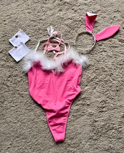 Body Lingerie coelhinha Rosa 