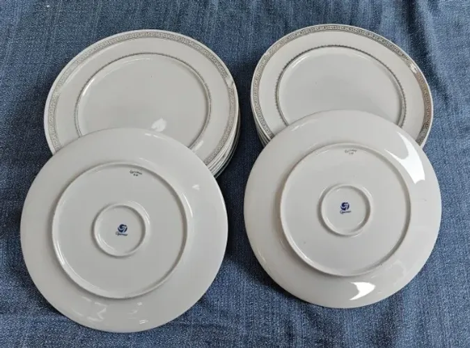 14 pratos de porcelana rasos marca Germer