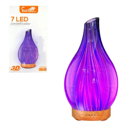 Umidificador de Ar portátil cristal 3D com LED ultrassônico Eletromex EL-5503