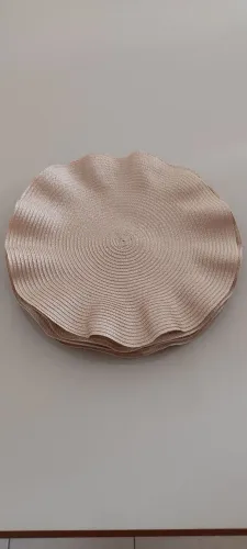 Kit 6 de Sousplat Redondo em Palha redondo ondulado mesa posta 38cm