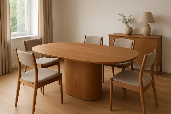 Mesa de Jantar Oval em Madeira