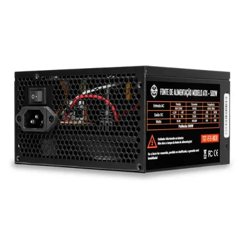 Fonte TGT Enfield, 500 Watts Reais, Bivolt Automatica, Cabos Pretos, Nova, Lacrada