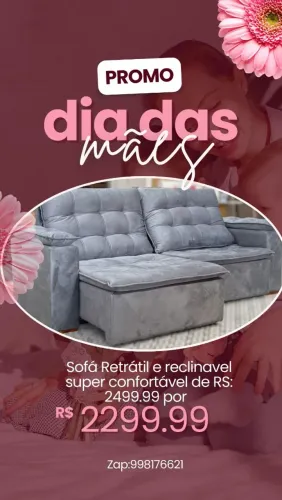 Sofá Retrátil e Reclinável - Dia das Mães!