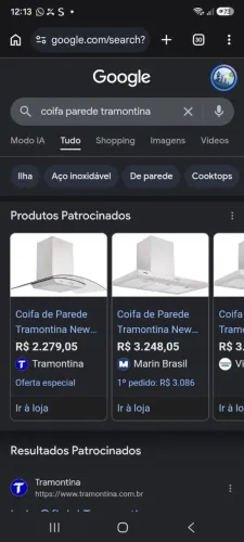 Coifa de parede tramontina