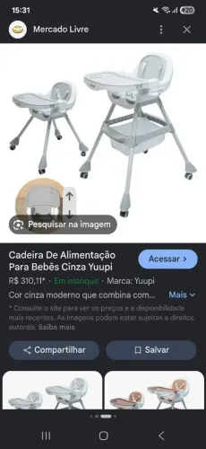 Cadeira de alimentação está nova meu filho usou 1 vez e ja deixei desmontada
