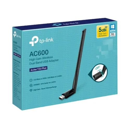 Adaptador USB Dual Band Wireless de Alto Ganho AC600 - TP Link (Windows e MAC) - NOVO