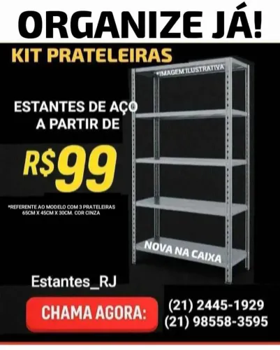 Estantes Kit Prateleiras a partir R$99 - Aço Certificado - Somente Produtos Novos