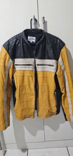 Jaqueta de couro legítimo motociclista
