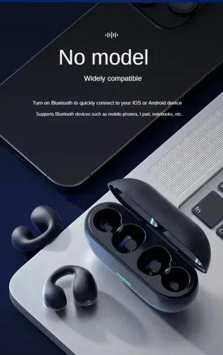 Fone de Ouvido Bluetooth T75 Condução Óssea TWS 5.3 - Novo e Lacrado