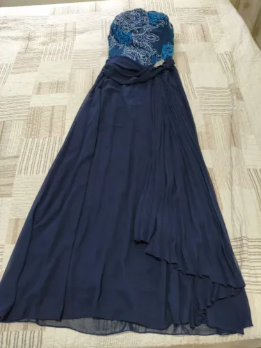 Vestido de Festa Tomara que caia Azul - Bordado - Excelente estado.