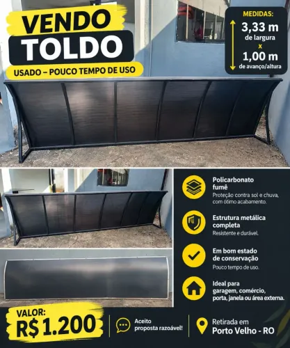 TOLDO DE POLICARBONATO USADO - 3,33 x 1,00 m