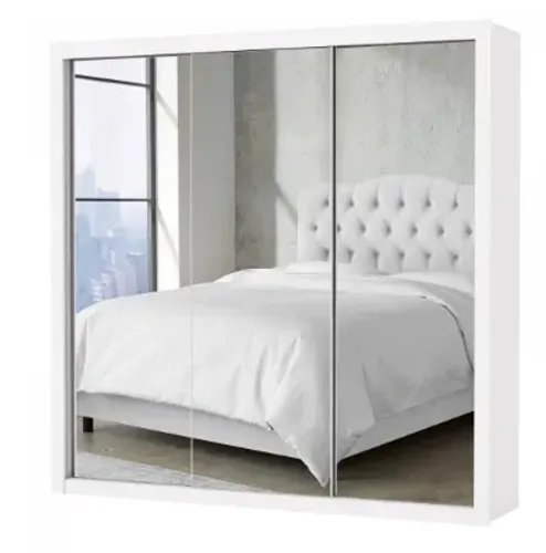 Guarda Roupa de correr Super Glass C/Esp E C/Pe Branco - Carioca