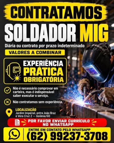 Vaga para Soldador Mig