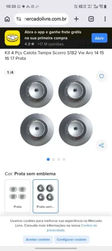 Calotas centrais do aro liga leve scorro 182