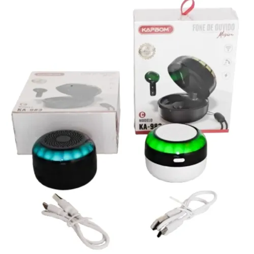 Fone de Ouvido Bluetooth e Mini Caixa de Som Bluetooth (2 em 1)