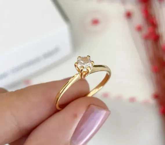 Anel noivado ouro 18k