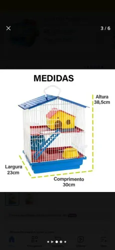 Gaiola hamster 2 andares teto plástico 