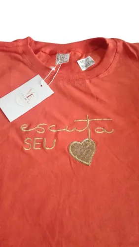 T-shirt bordadas 100% algodão 30.1 penteado Premium