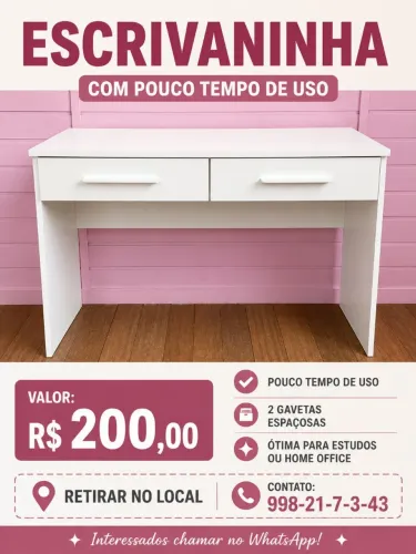 Escrivaninha com duas gavetas grandes
