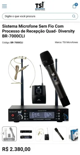Microfone Sem Fio + Lapela TSI- Br 7000 CLI