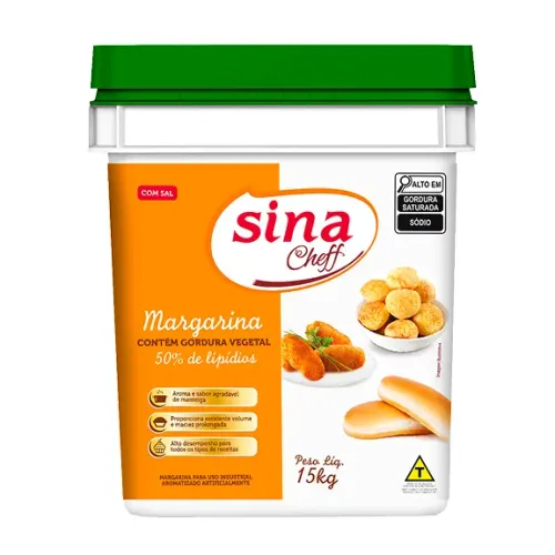 Margarina Sina Cheff 14,5kg Balde - Ideal Para Padaria E Confeitaria