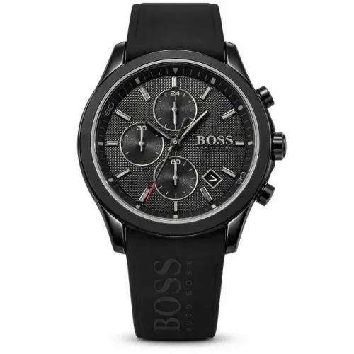 Relógio Masculino BOSS Ref. 1513720 44mm, Pulseira De Silicone Preta - Novo