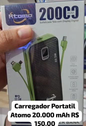 Carregador Portátil Átomo 20.000 mAh