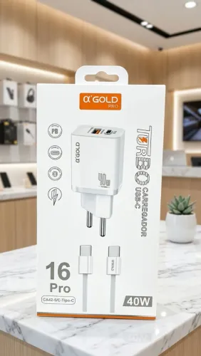 CARREGADOR TURBO 40W TIPO C A'GOLD - LACRADO