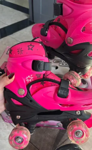 Patins roller ajustável rosa