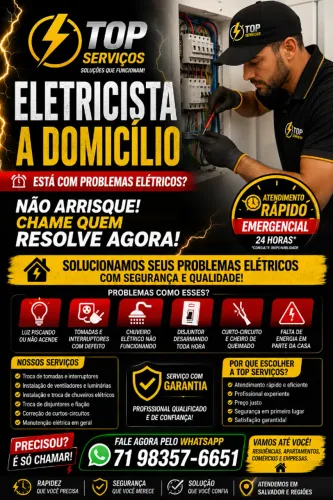 ELETRICISTA A DOMICÍLIO EM SALVADOR - ATENDIMENTO RÁPIDO E PROFISSIONAL Problemas elétrico