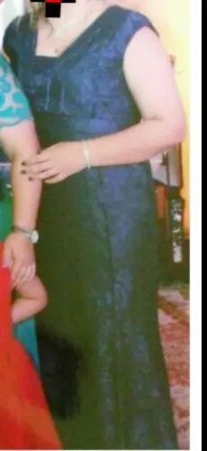 Vestido de festa azul marinho longo