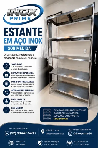 Estantes em inox sob medida 