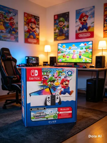 Nintendo Switch OLED + Super Mario Bros Wonder +Nintendo Switch Online Novo Lacrado!