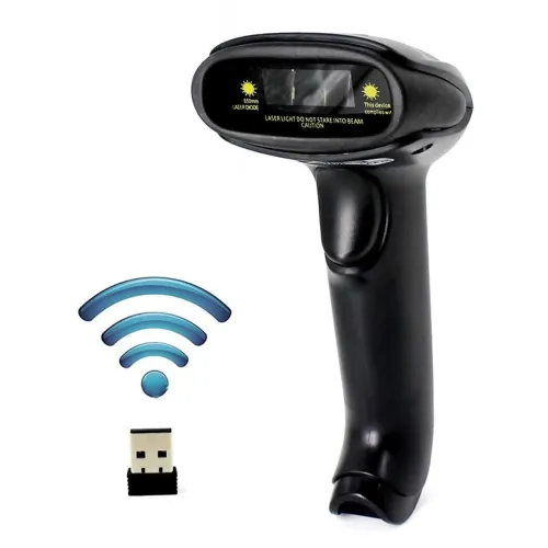 Leitor de código de barra laser USB sem fio preto novo