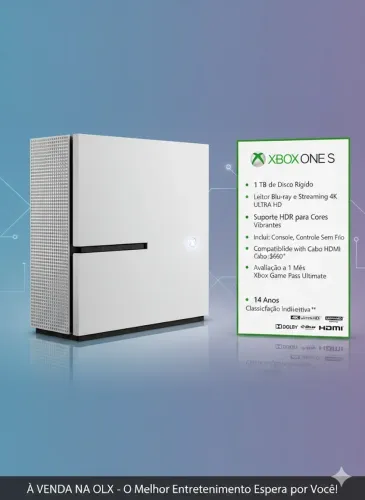 Xbox One S 1TB Branco - Impecável + 4K HDR + Edição com Leitor de Disco