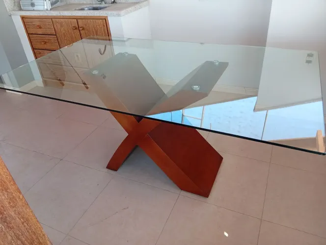 Mesa tampo de vidro