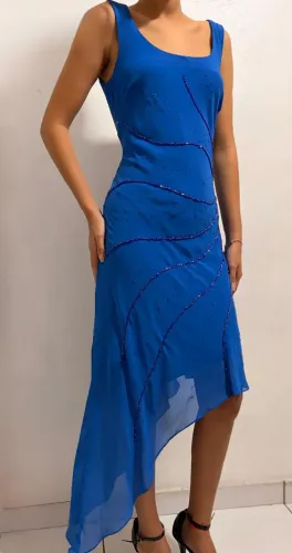 Vestido Vintage, Azul royal Midi