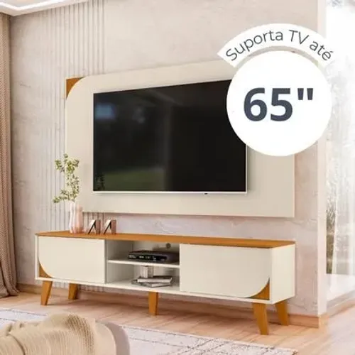 Rack Bancada com Painel Duna Cinamomo/Off White para Tv até 65 Polegadas - Madetec