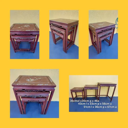 Mesa lateral oriental kit 3 peças