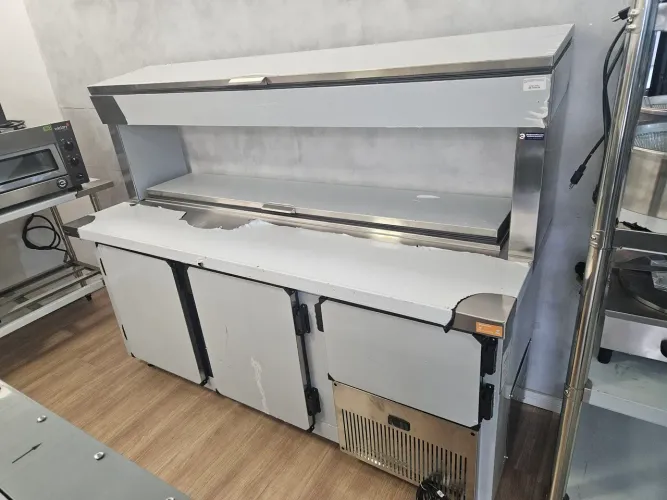 balcão refrigerado com condimentadora dupla inox 1,90m 