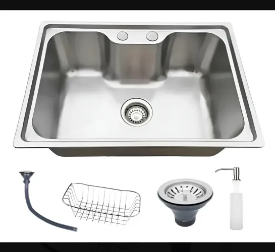 Cuba De Cozinha Gourmet Grande 70x45cm Aço Inox 304 Completa Cor Prata Brinovar