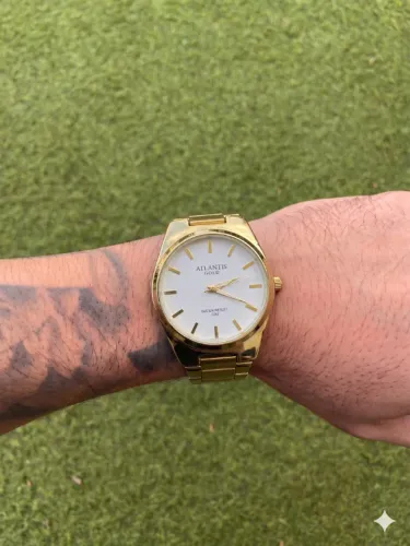 Relógio Atlantis Gold Dourado e Branco