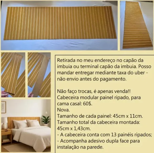 Cabeceira modular ripado para cama casal nova